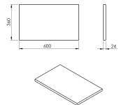 Sapho Plato Deska Rockstone 600x24x360mm, Bílá Mat
