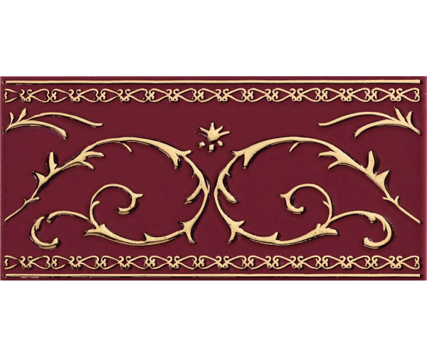 Retro listela Petracers Grand Elegance Gold Narciso-B oro su Bordeaux 10x20