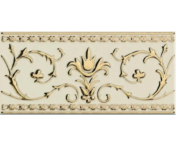 Retro listela Petracers Grand Elegance Gold Narciso-A oro su panna 10x20