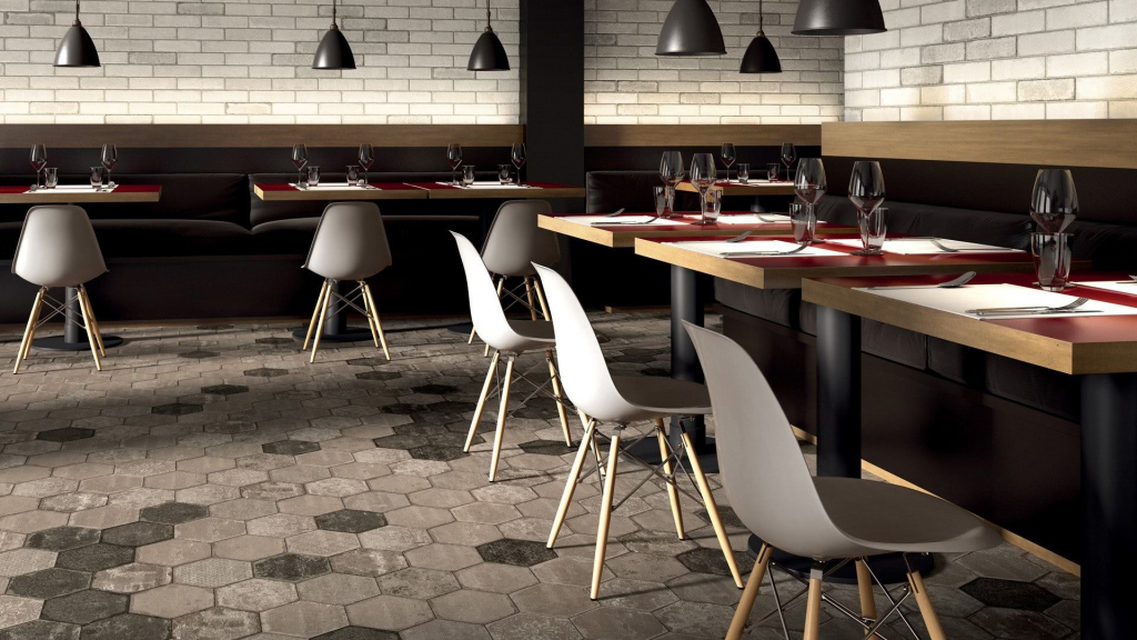 Realizace Obklady a dlažby Marca Corona BrickLane vhodné nejen do restaurace