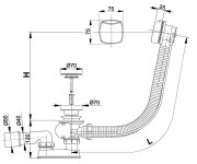 Sifon Vanový Automat - Komplet - Chrom - Bowden 570mm ALC-A51CRM