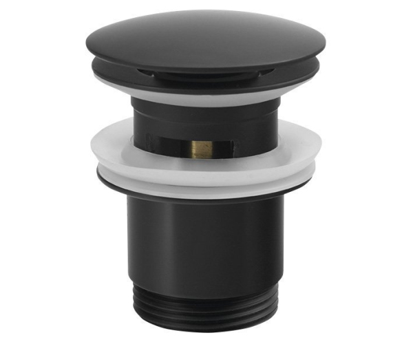 Sapho Umyvadlová Výpust 5/4“, Click-clack, Velká Zátka, 30-45mm, černá Mat