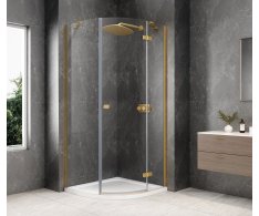 Polysan Globe Gold Matt čtvrtkruhový Sprchový Kout 900x900mm, čiré Sklo, Pravé