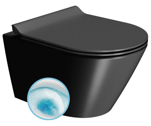 Gsi Kube X Závěsná Wc Mísa, Geniusflush, 36x50cm, černá Dual-mat