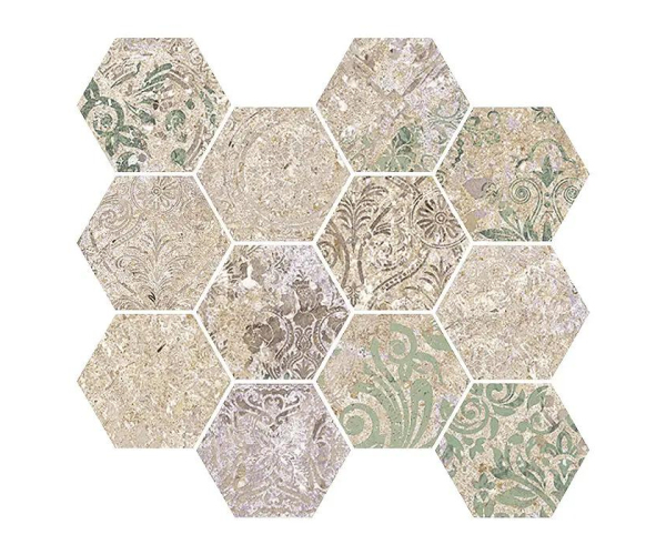 Retro mozaika Aparici Bohemian Blend Hex 28x30 Nat. Rett.