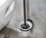 Aqualine Samba Wc štětka Závěsná, Mléčné Sklo, černá Mat