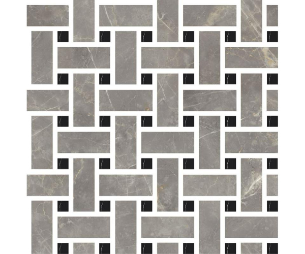Mozaika jako mramor Fioranese Marmorea Grigio Imperiale effect MOSAICO INTRECCIO 30x30 Luc. Rett. - šedá