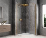 Polysan Globe Gold Matt čtvrtkruhový Sprchový Kout 1000x1000mm, čiré Sklo, Levé
