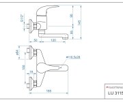 Dřezová Stěnová Baterie, Ramínko 120 Mm, Rozteč 150 Mm, Klik-klak - Chrom - Luna LU3115-K