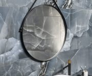 Sapho Orbiter Kulaté Zrcadlo S Koženým Páskem ø 70cm, černá Mat