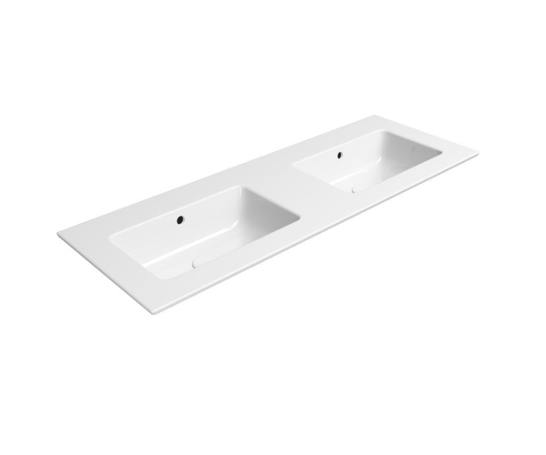 Gsi Pura Keramické Dvojumyvadlo Slim 122x46cm, Bez Otvoru, Bílá Extraglaze