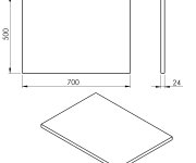 Sapho Plato Deska Rockstone 700x24x500mm, Bílá Mat