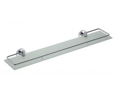 Sapho X-round E Polička Skleněná S Výklopnou Hrazdou 600x130mm, Mléčné Sklo, Chrom