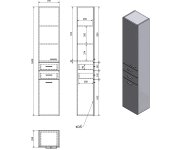 Aqualine Zoja/keramia Fresh Skříňka Vysoká S Košem 35x184x29cm, Dub Platin