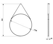 Sapho Orbiter Kulaté Zrcadlo S Koženým Páskem ø 70cm, černá Mat