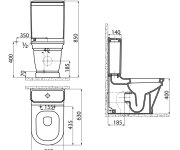 Creavit Antik Wc Mísa Kombi, Spodní/zadní Odpad, 37x63cm, Bílá