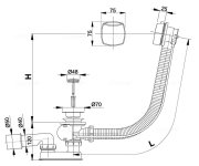 Sifon Vanový Automat - Komplet - Chrom - Bowden 570mm ALC-A51CR