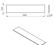 Sapho Plato Deska Rockstone 1800x24x360mm, Bílá Mat