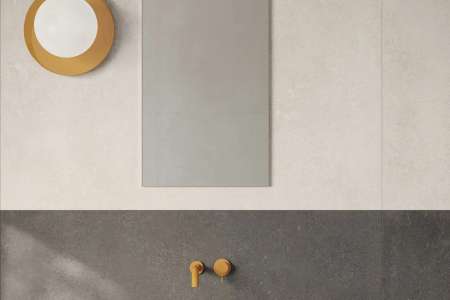 Minimalistická koupelna s antracitovým obkladem Cerdomus 