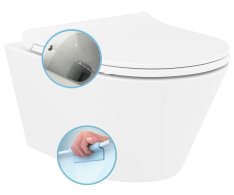 Sapho Avva Cleanwash Závěsná Wc Mísa, S Bidetovou Sprškou, Rimless, 35,5x53cm, Bílá