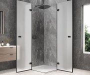 Polysan Globe Black čtvercový Sprchový Kout 800x800mm, Rohový Vstup, Matné Sklo