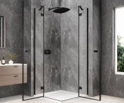 Polysan Globe Black čtvercový Sprchový Kout 1000x1000mm, Rohový Vstup, čiré Sklo