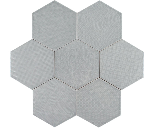 Retro dlažba Deceram Albatross Hex Grey 17,5x20,2 Deco Random MIX - šedá (skladem)