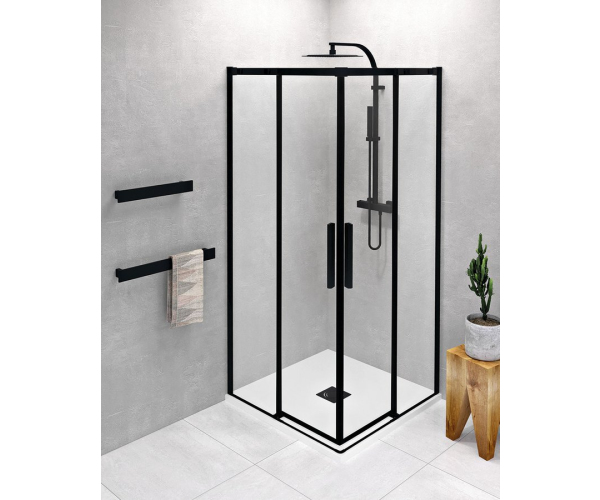 Polysan Altis Black čtvercový Sprchový Kout 1000x1000 Mm, Rohový Vstup, čiré Sklo