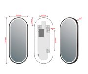 Sapho Kaira Oválné Zrcadlo S Led Osvětlením 120x50cm, černá Mat