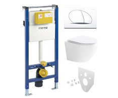 Mereo Wc Set - Smart Flush Rimless Wc Oblé, Modul Pro Sádrokarton, Bílé Oválné Tlačítko