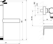 Vanová nástěnná baterie Nox - NX 022.20GB Vanová nástěnná baterie bez sprchového setu, grafit kartáčovaný X070697