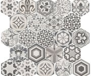 Vzorovaná dlažba Equipe Hexatile Harmony B&W 17,5x20