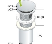 Omp Tea Umyvadlová Výpust 5/4“, Click-clack, Velká Zátka, Max 80mm, Zlato