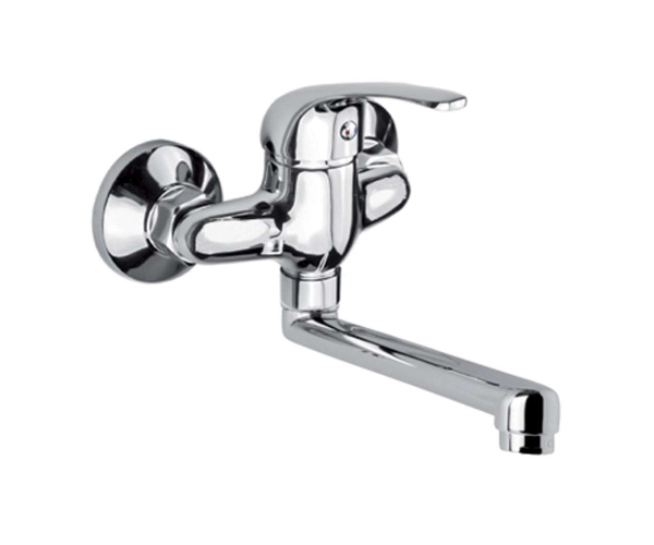 Mereo Dřezová Nástěnná Baterie, Lila, 100 Mm, S Ramínkem Plochým Rovným 160 Mm, Chrom