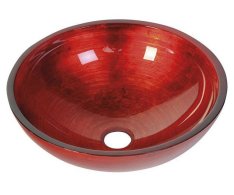 Sapho Murano Rosso Impero Skleněné Umyvadlo Na Desku, Průměr 40cm, červená