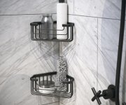 Gedy Smart Rohová Polička Do Sprchy, 200x80x151mm, černá Mat