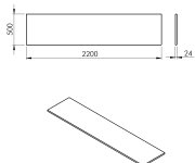 Sapho Plato Deska Rockstone 2200x24x500mm, Bílá Mat