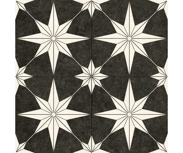 Retro dlažba Navarti Precut Star Black 45x45 Matt. (skladem)