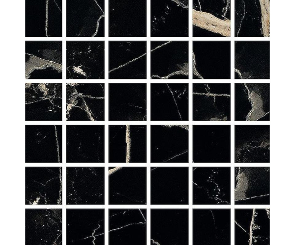 Mozaika jako kámen Fioranese Sound of Marbles Mosaico Nero Fondo 30x30 Luc. Rett. - černá