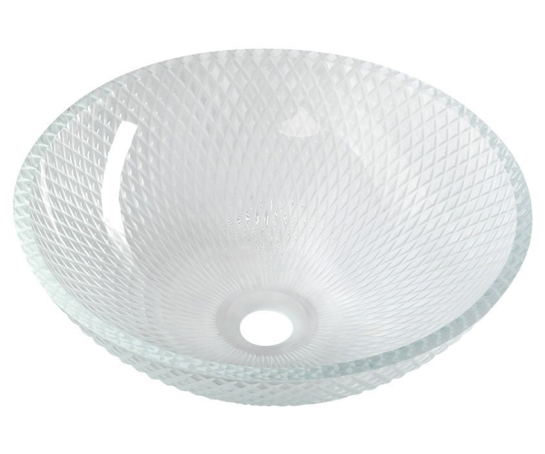 Sapho Puketa Skleněné Gravírované Umyvadlo Na Desku ø 42cm, čirá
