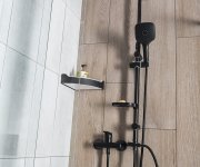 Aqualine Kera Sprchový Sloup S Napojením Na Baterii, černá Mat