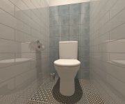 Vizualizace elegantní světlé koupelny s černobílou patchwork dlažbou Deceram PAM Memphis Deco1 22,3x22,3 MIX 