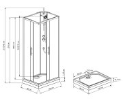 Aqualine Granvik Obdélníkový Sprchový Box 800x1200x2180mm, čiré Sklo