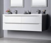 Sapho Wave Dvojumyvadlová Skříňka 149,7x50x47,8cm, Bílá/dub Stříbrný