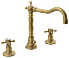 Sapho Antea Tříprvková Umyvadlová Baterie S Retro Hubicí, S Výpustí, Bronz