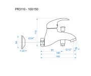 Vanová Stěnová Baterie Bez Příslušenství, Rozteč 150 Mm, Klik-klak - Chrom - Perla PR3110