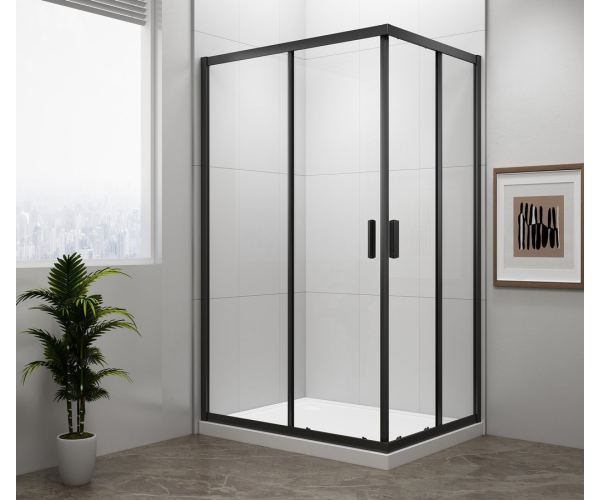 Polysan Easy Black Obdélníková Sprchová Zástěna 900x800mm, čiré Sklo