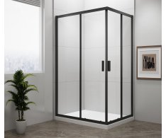 Polysan Easy Black Obdélníková Sprchová Zástěna 900x800mm, čiré Sklo