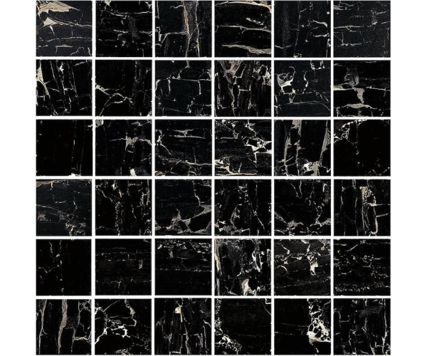 Dlažba jako kámen Fioranese Prestige Mosaico Portoro Effect 30x30 Matt. Rett. - černá