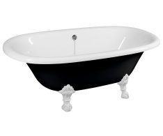Polysan Regata Volně Stojící Vana 175x85x61cm, Nohy Bílé, černá/bílá